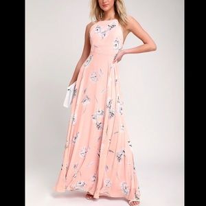 Lulu’s Large Blush Floral Print Maxi Dress